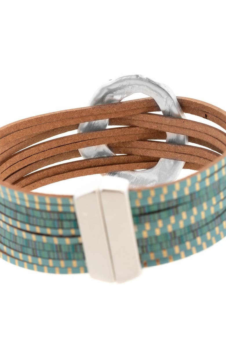 SAACHI Crystal Disc Faux Leather Bracelet, Alternate, color,