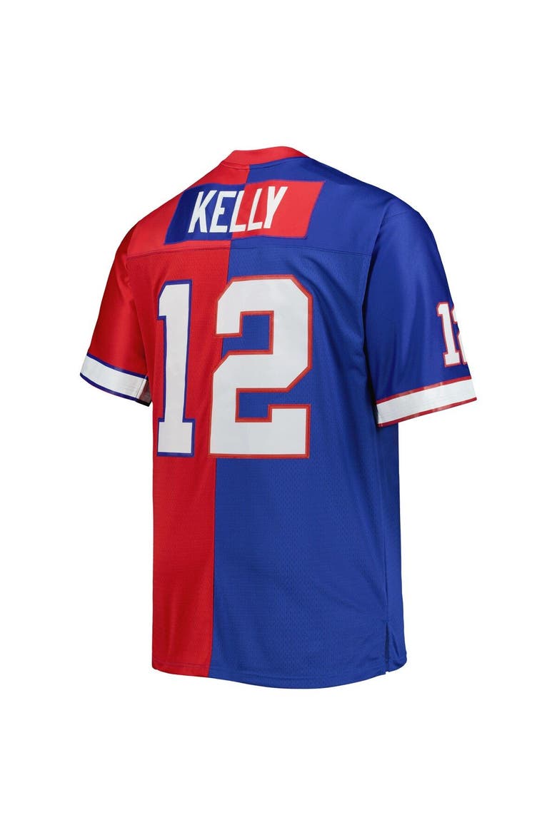 Men's Mitchell & Ness Jim Kelly Royal/Red Buffalo Bills Big & Tall Split Legacy Retired Player Replica Jersey, Alternate, color, Royal