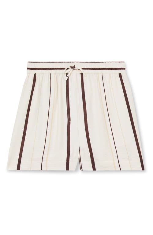 Reiss Carlotta Stripe Print Shorts In White/brown