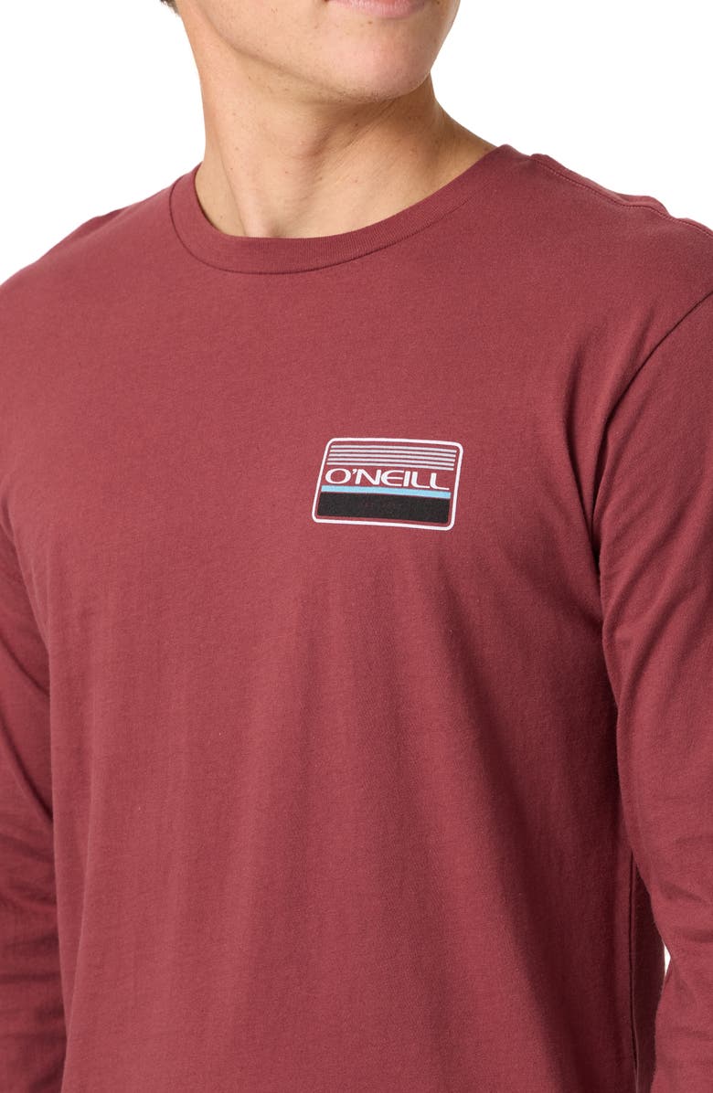 O'Neill Banner Long Sleeve Cotton Graphic T-Shirt, Alternate, color, Oxblood Red