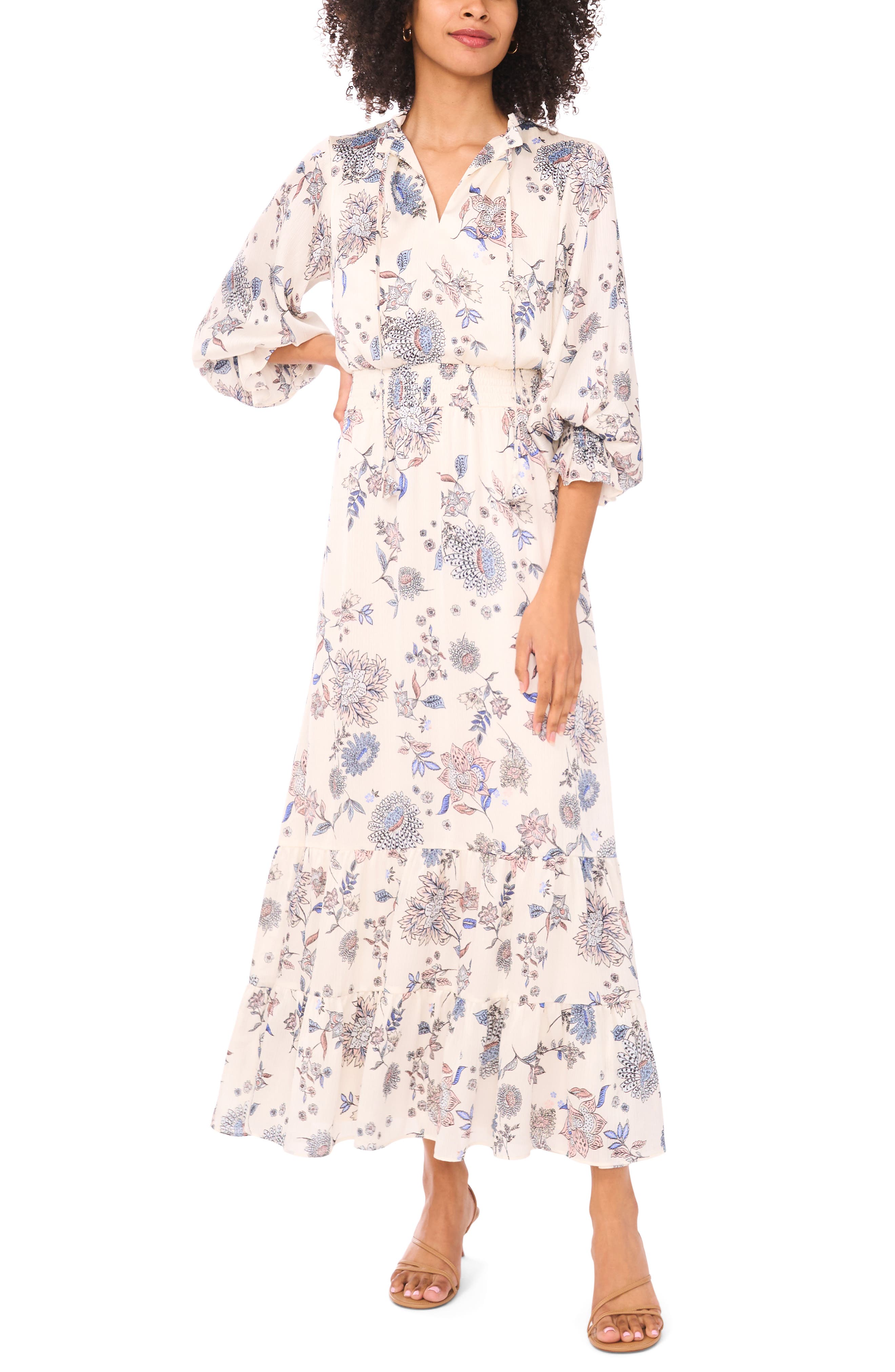 Vince Camuto Long Sleeve Floral Maxi Dress