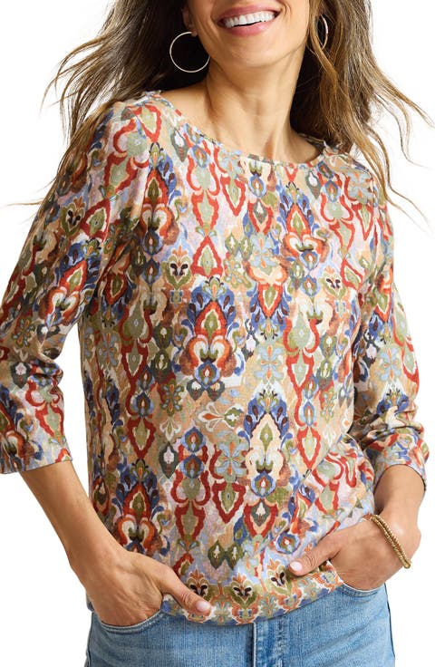 Ashby Isles Ikat Bateau Neck Top
