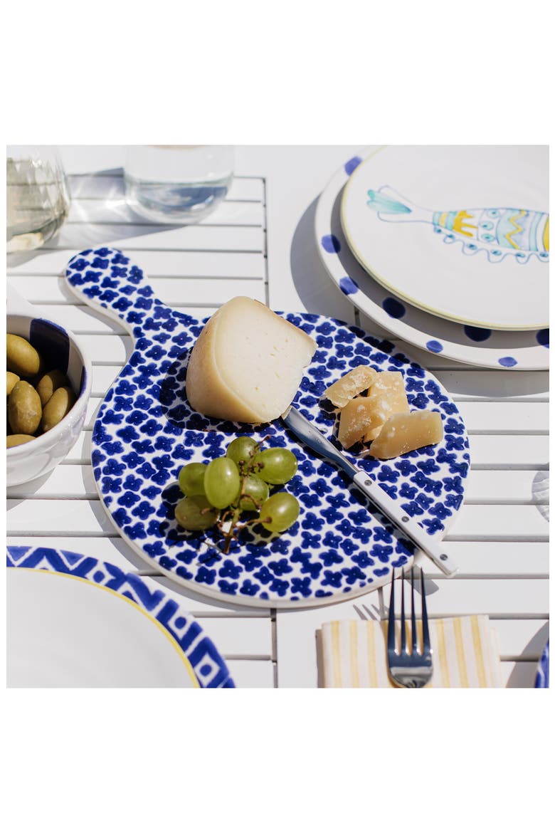 Santorini Flowers Ceramic Cheese Board, Alternate, color, BLUE