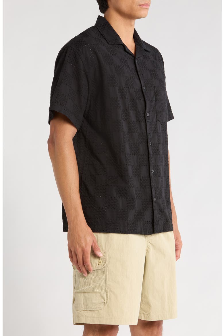 Wayside Eyelet Embrodiered Camp Shirt, Alternate, color, BLACK