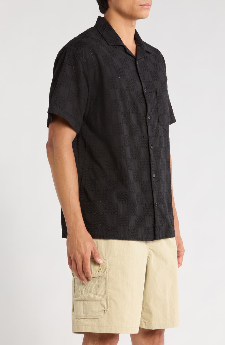 Vans Wayside Eyelet Embrodiered Camp Shirt, Alternate, color, Black