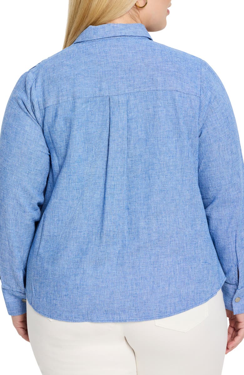 NIC+ZOE All Around Cotton & Linen Blend Shirt Jacket, Alternate, color, Blue Mix
