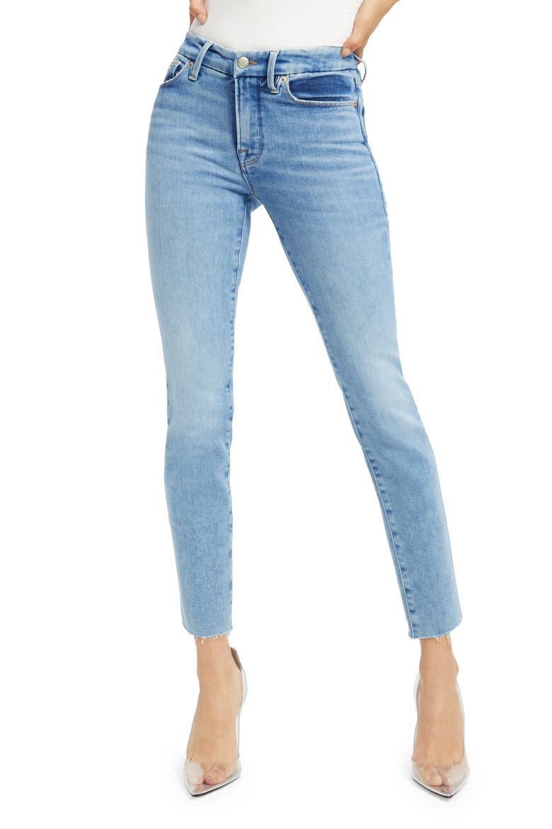 Good Legs Raw Hem High Waist Cigarette Leg Jeans, Main, color, INDIGO287