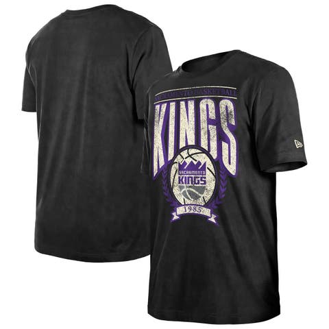 Men's New Era  Black Sacramento Kings Hardwood Classics Oversized Boxy Mineral Wash T-Shirt