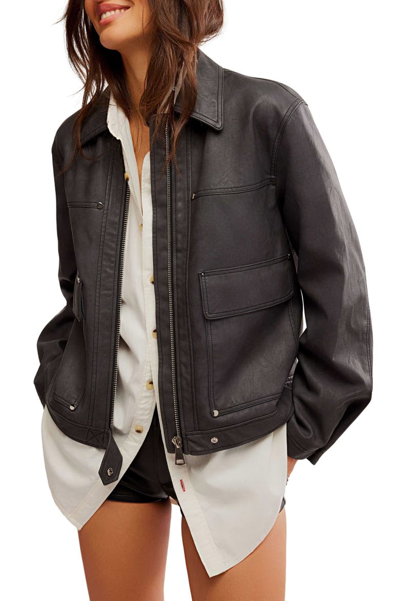 Blair Faux Leather Jacket, Main, color, CHARCOAL COMBO