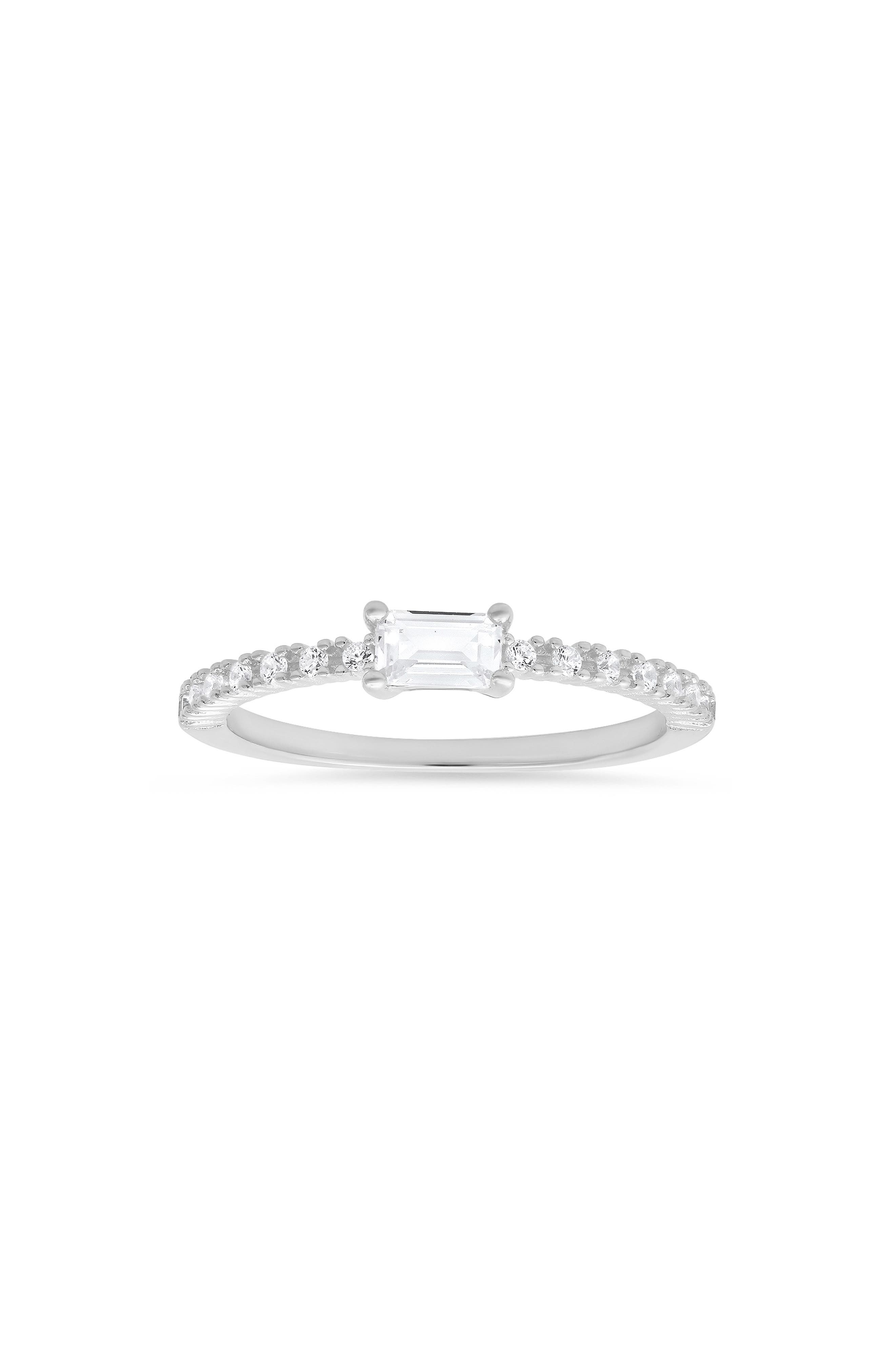 Queen Jewels Sterling Silver East/West CZ Ring