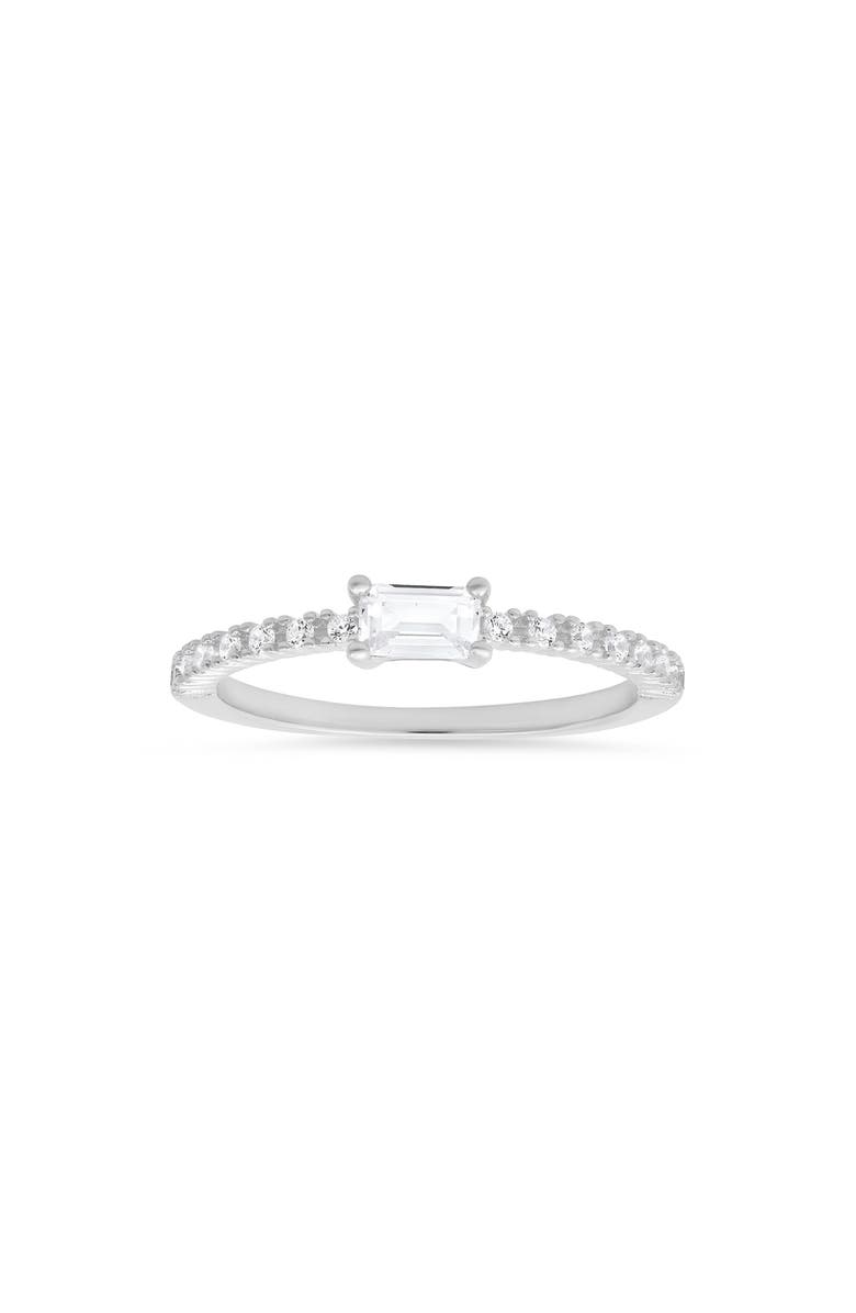 Queen Jewels Sterling Silver East/West CZ Ring, Main, color, Silver