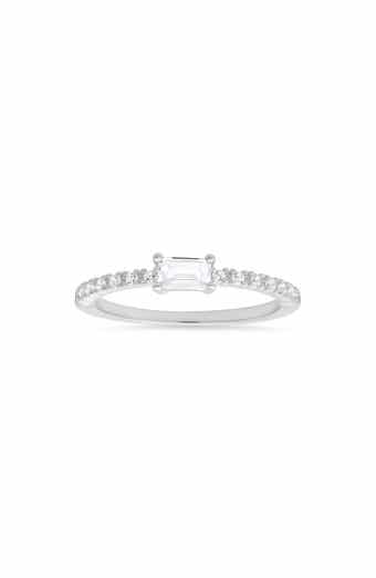 Queen Jewels Sterling Silver East/West CZ Ring