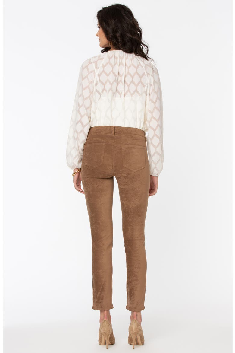 Alina Split Hem Faux Suede Ankle Skinny Jeans, Alternate, color, PORTABELLA
