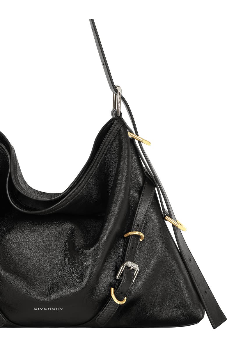 Givenchy Medium Voyou Leather Hobo, Alternate, color, Black