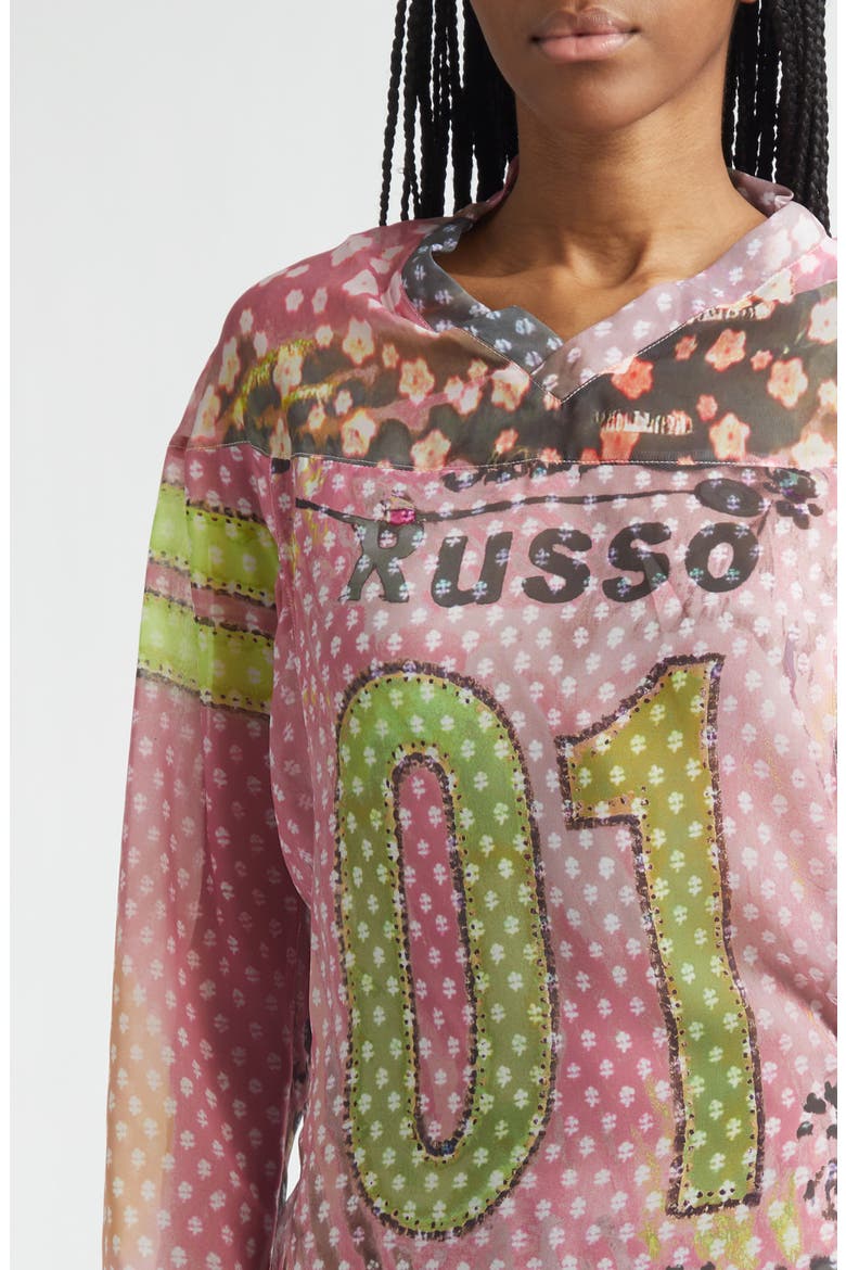 x Petros Studio Print Long Sleeve Chiffon Minidress, Alternate, color, PINK