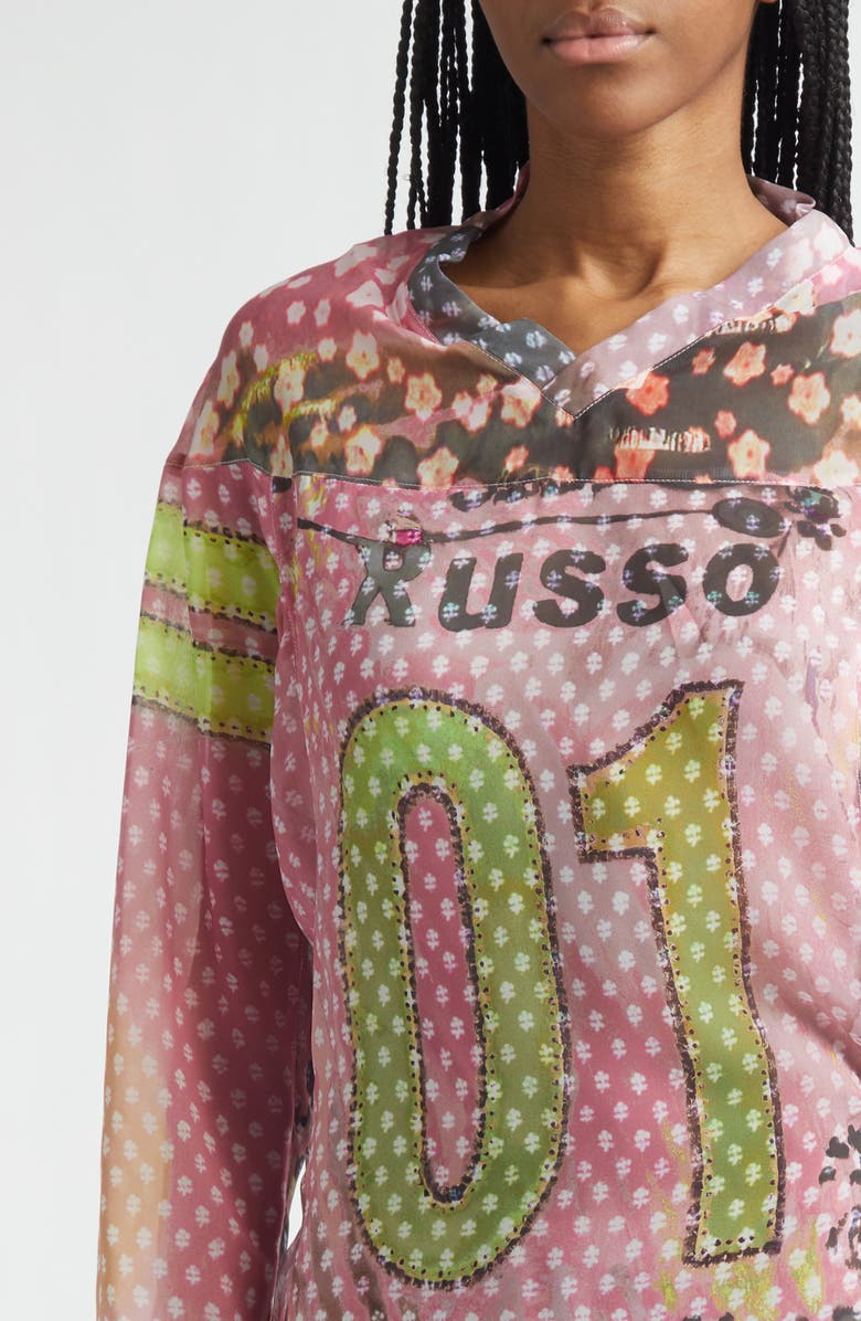 Paolina Russo x Petros Studio Print Long Sleeve Chiffon Minidress, Alternate, color, Pink