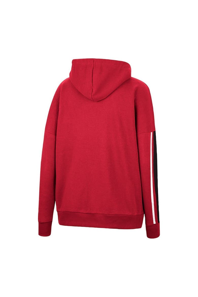 Women's Colosseum Crimson Indiana Hoosiers Serena Oversized Sleeve Striping Pullover Hoodie, Alternate, color, Crimson