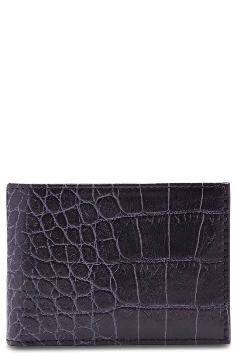 Bosca Croc Embossed Leather Small Bifold Wallet, Main, color, 