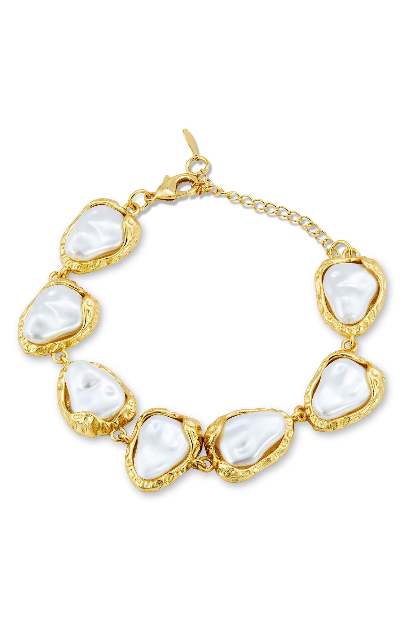 SAVVY CIE JEWELS Baroque Sea Pebbles 18k Gold Plate Imitation Pearl Bracelet