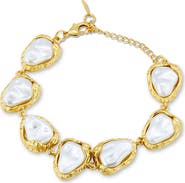 SAVVY CIE JEWELS Baroque Sea Pebbles 18k Gold Plate Imitation Pearl Bracelet