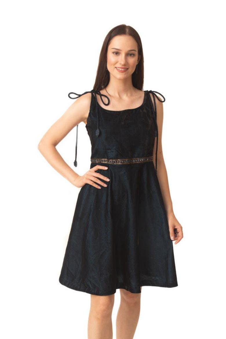 Tia Velvet Short Dress, Main, color, Teal Blue