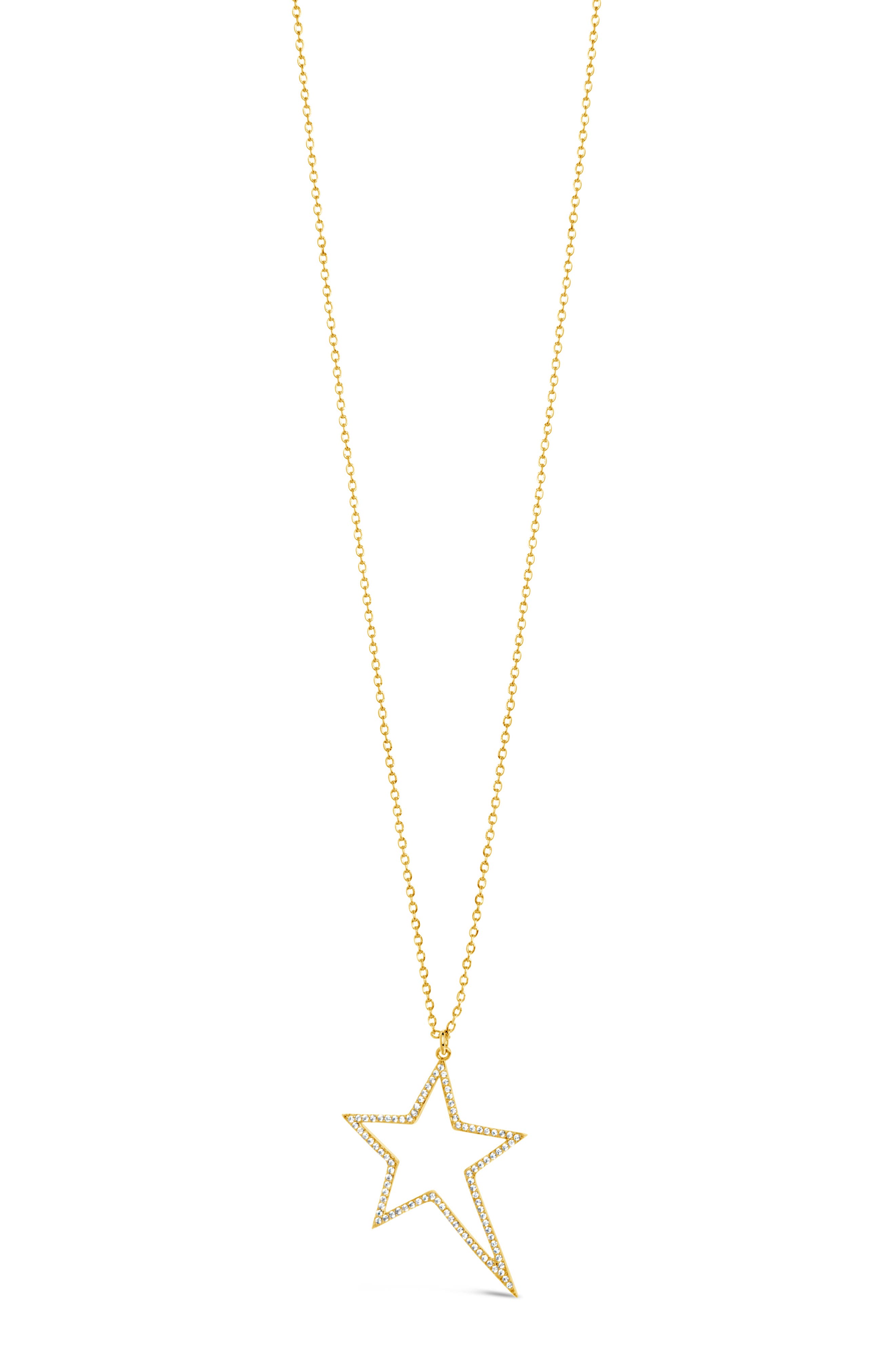 Statement Cubic Zirconia Star Outline Pendant Necklace
