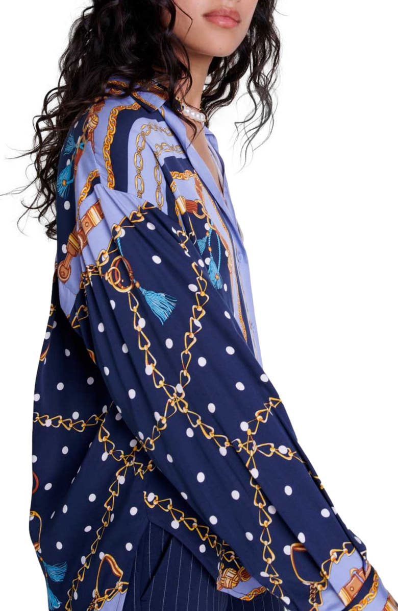 maje Satin-effect patterned shirt, Alternate, color,
