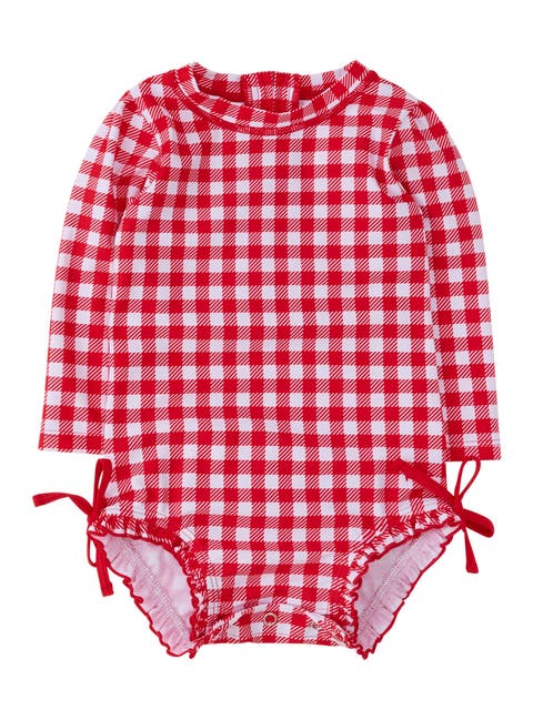 Baby Girls Gingham Long Sleeve UPF50+ One Piece Rash Guard