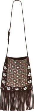 Valentino Garavani Medium Nellcôte Fringed Studded Suede Shoulder Bag