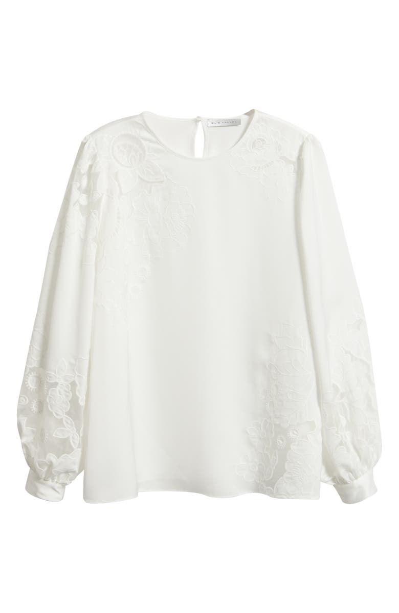 Elie Tahari The Alisa Floral Mesh Long Sleeve Shirt, Alternate, color, 