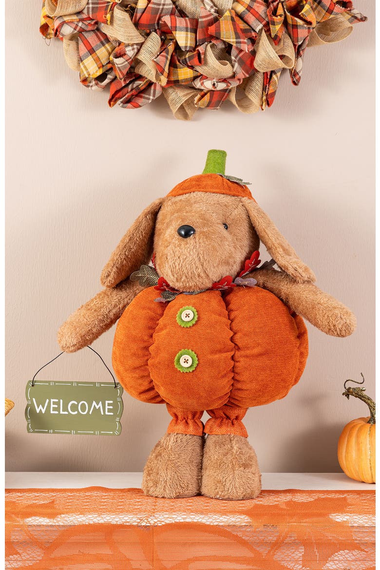 Fall Fabric Highland Cow Pumpkin Dog Porch Decor With Telescoping Legs, Alternate, color, Orange