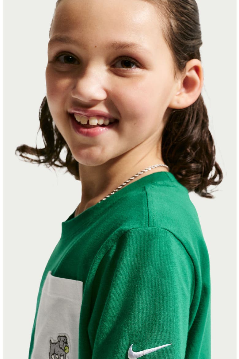 Kids' Sportswear Pocket T-Shirt, Alternate, color, MALACHITE/ WHITE