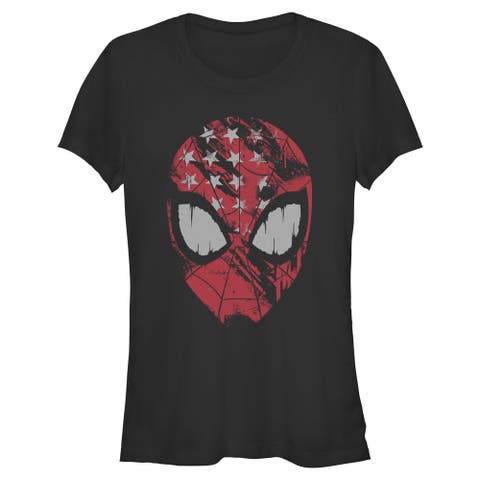 Junior's American Spidey Mask Short Sleeve Graphic T-Shirt