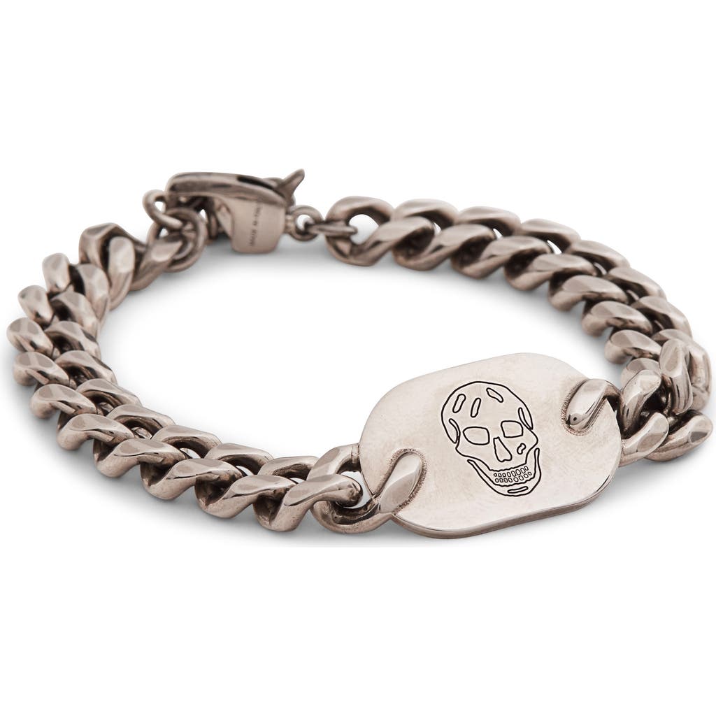 Alexander Mcqueen Mcqueen Skull Plate Pendant Bracelet In Metallic