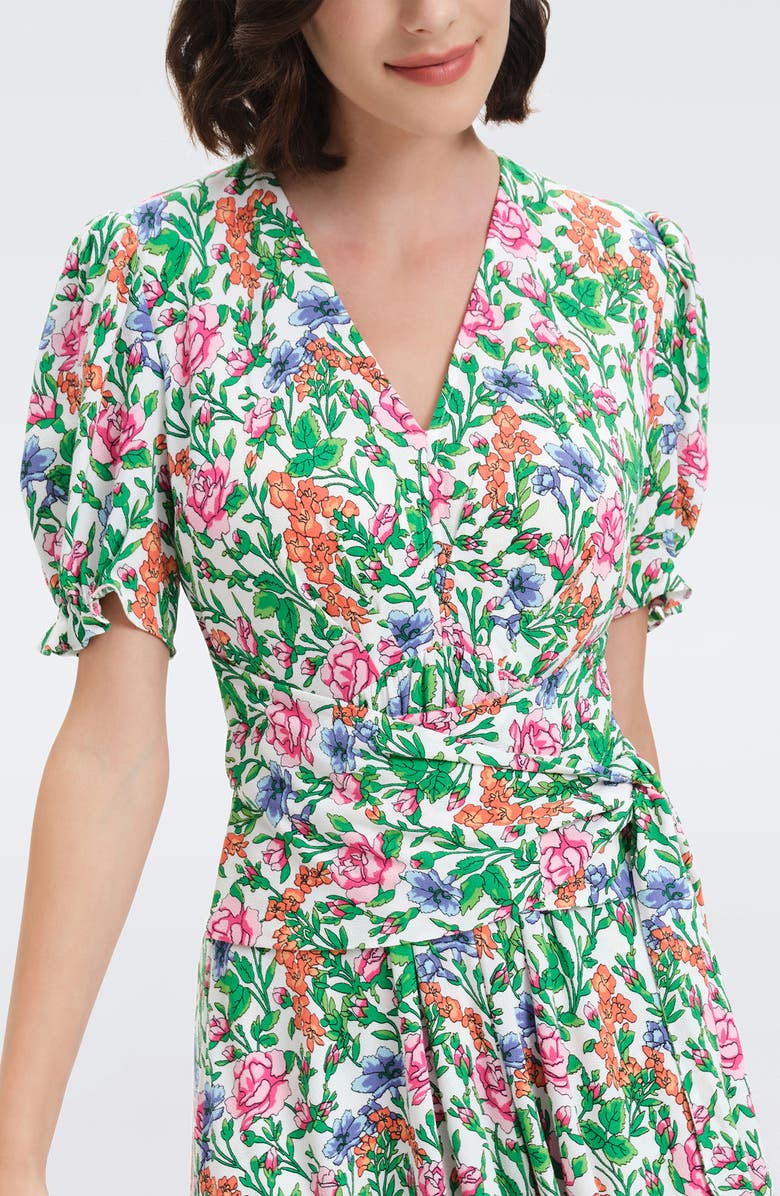Diane von Furstenberg Sammie Floral Print Puff Sleeve Maxi Dress, Alternate, color, 