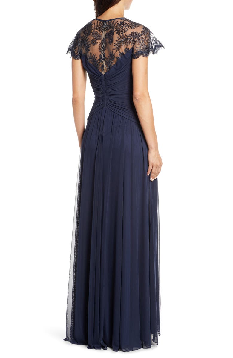 Tadashi Shoji Lace Mesh Gown, Alternate, color, 