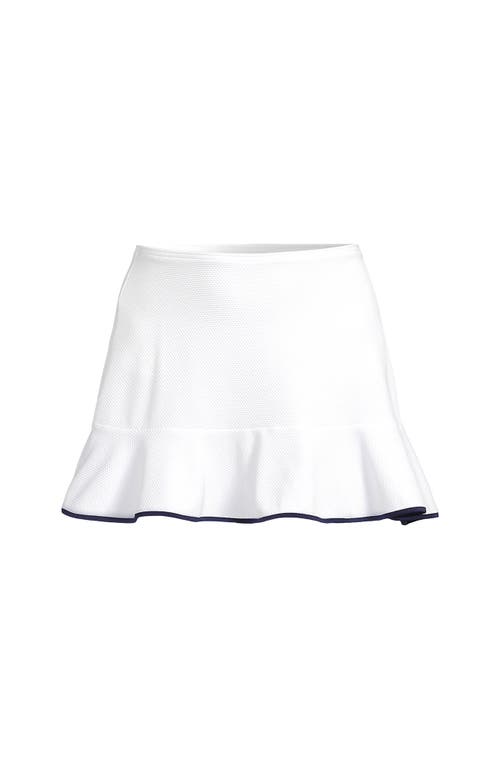 Lands' End Plus Size Pique Ruffle Hem Mini Swim Skirt In White