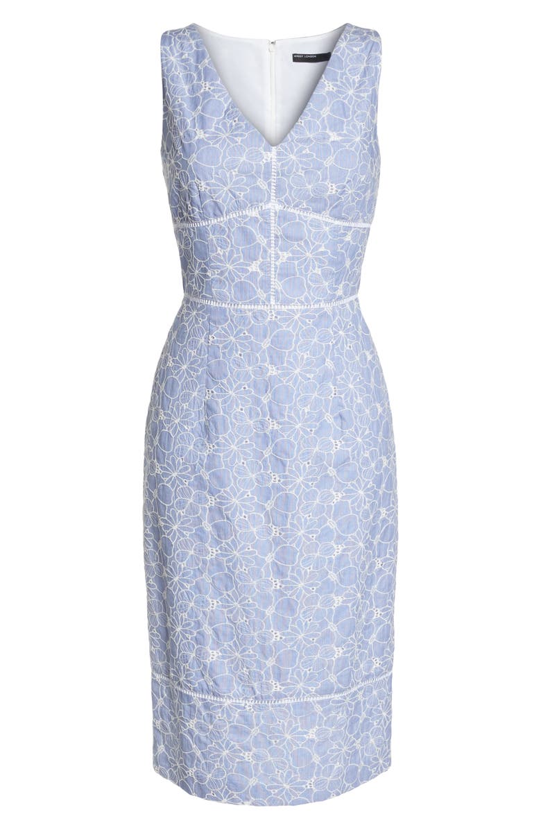 Maggy London Sleeveless Embroidered Sheath Dress, Alternate, color, 