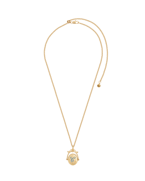 Fable England C Initial Cornflower Gold Spinner Chain Necklace In Gold