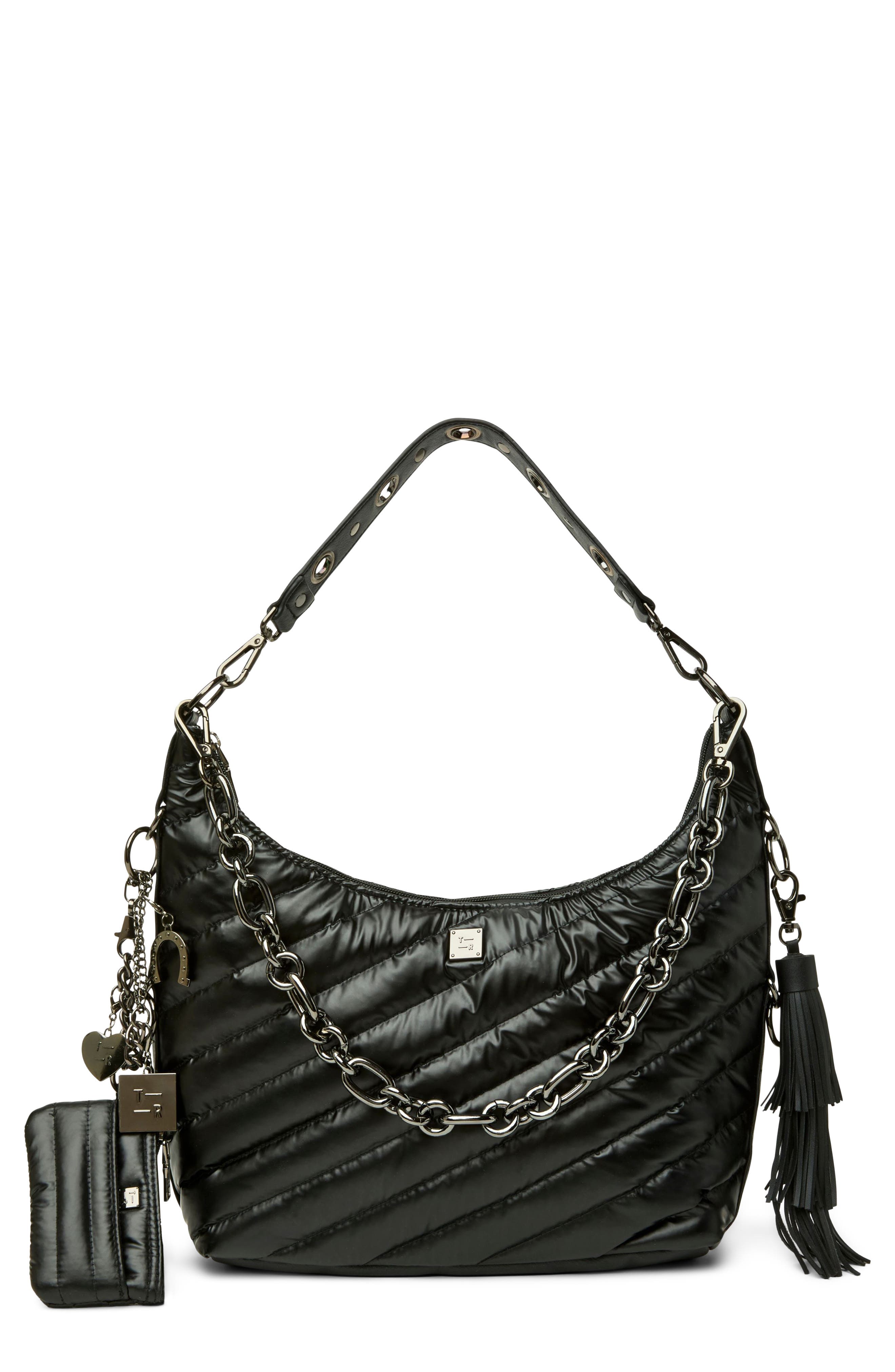 Icon Quilted Hobo Bag, Main, color, PEARL BLACK