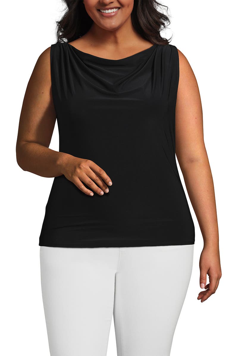 Lands' End Sleeveless Silky Knit Drape Front Top, Alternate, color, 