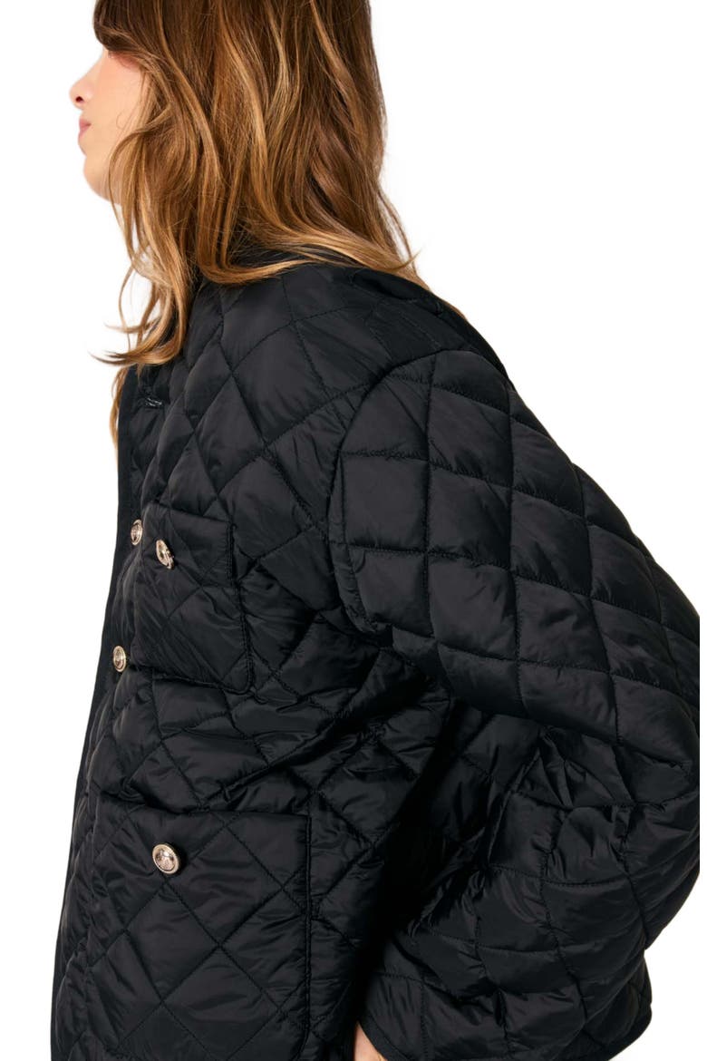 Reversible quilted coat, Alternate, color, Black