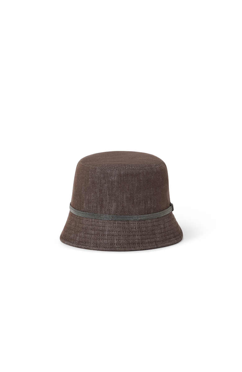 Brunello Cucinelli Bucket hat with monili, Main, color, Chocolate