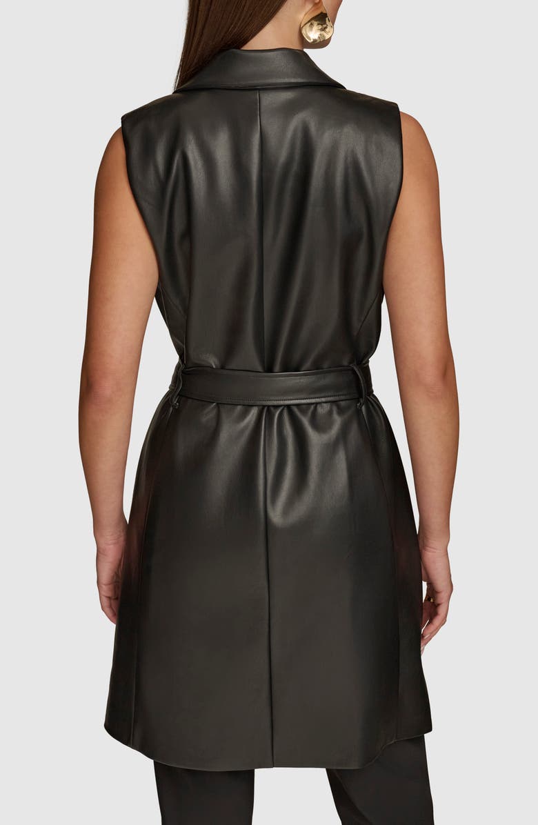 Donna Karan New York Chain Detail Faux Leather Vest, Alternate, color,