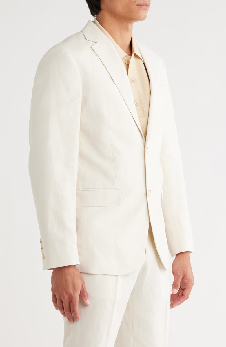 Open Edit Slim Fit Solid Linen Blend Sport Coat, Alternate, color, Ivory Dove