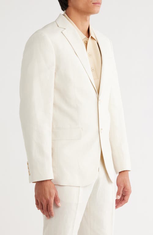 Open Edit Slim Fit Solid Linen Blend Sport Coat In White