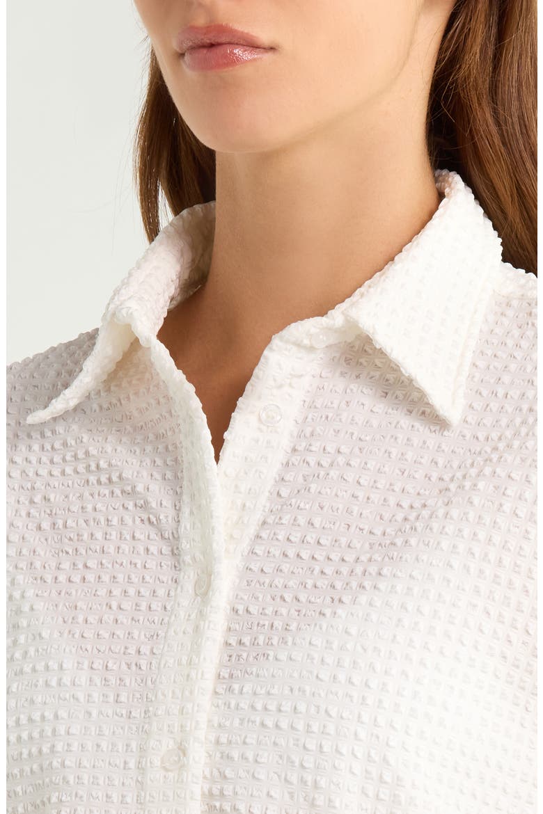 Seersucker Button-Up Top, Alternate, color, WHITE