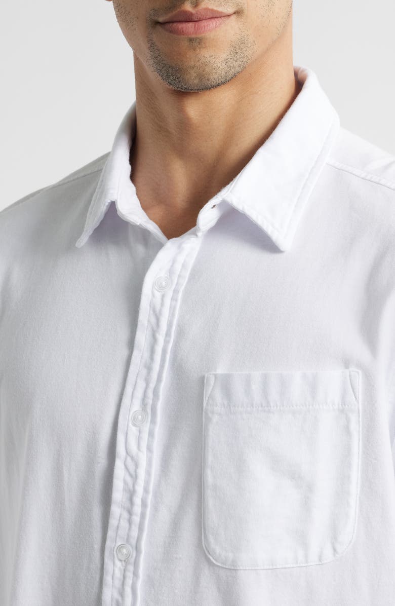 Fair Harbor Saltaire Organic Cotton Knit Short Sleeve Button-Up Shirt, Alternate, color, White