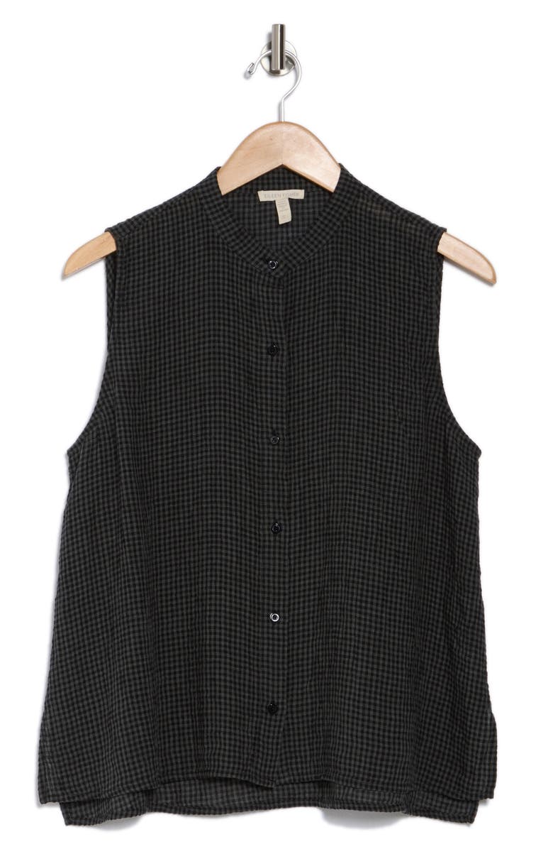 Eileen Fisher Mandarin Collar Top, Alternate, color, Black