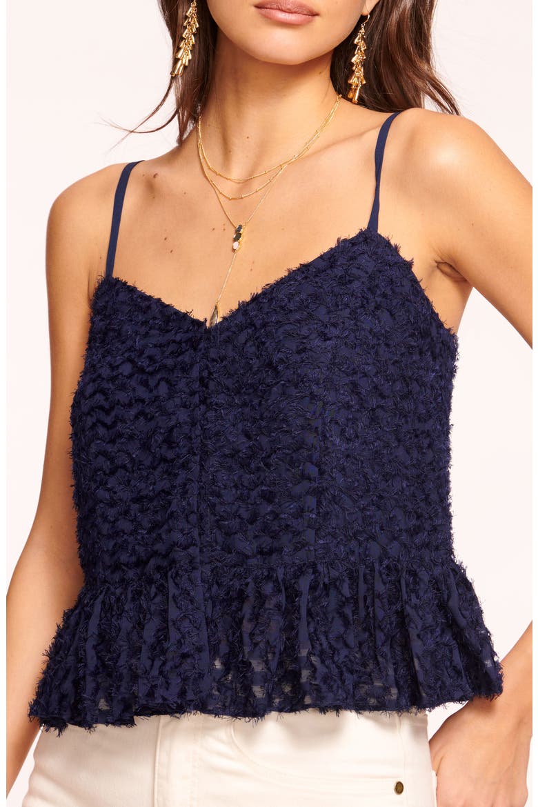 Regina Eyelash Peplum Camisole, Alternate, color, SPRING NAVY CLIP